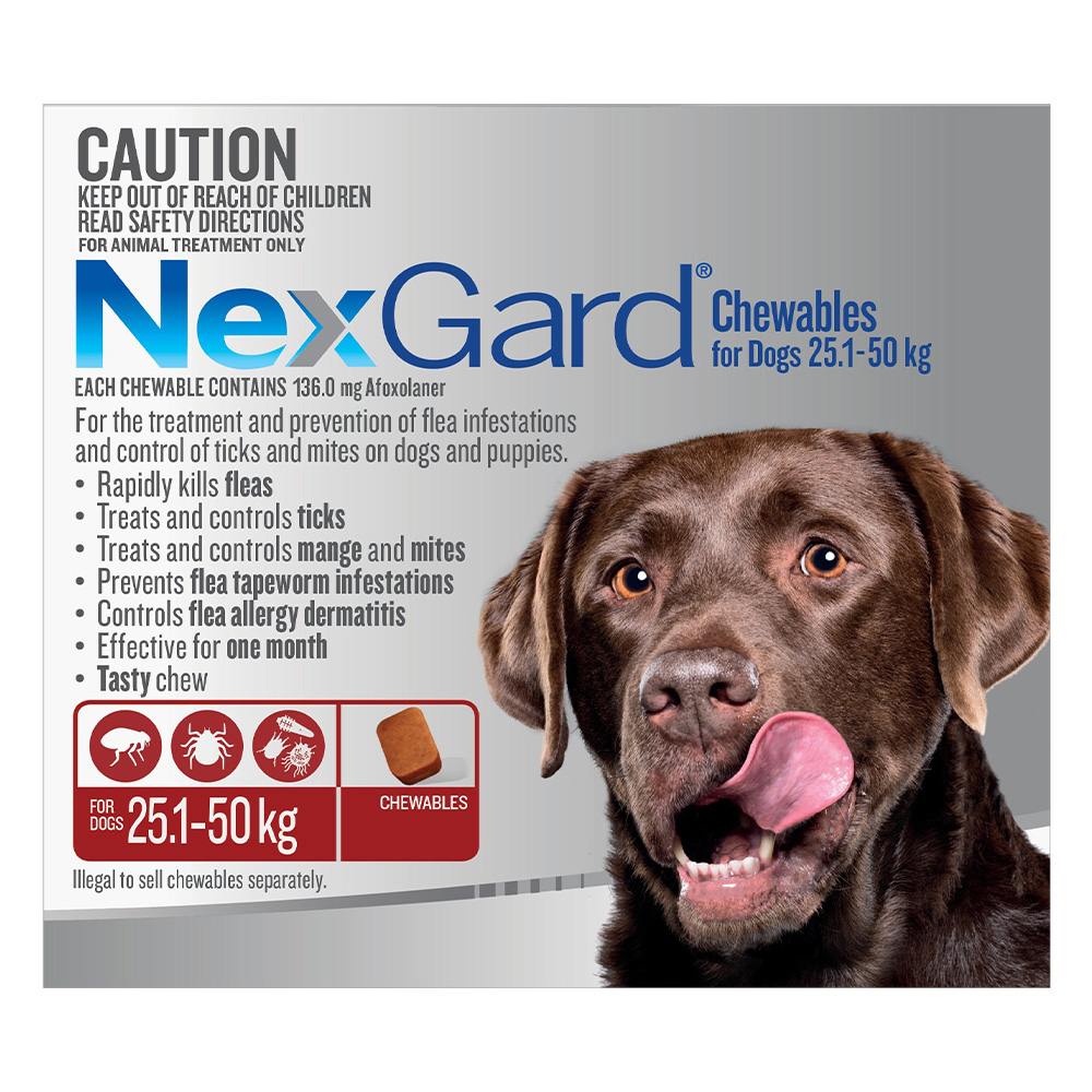 Nexgard Chewables For Dogs 25 - 50 Kg (Red)