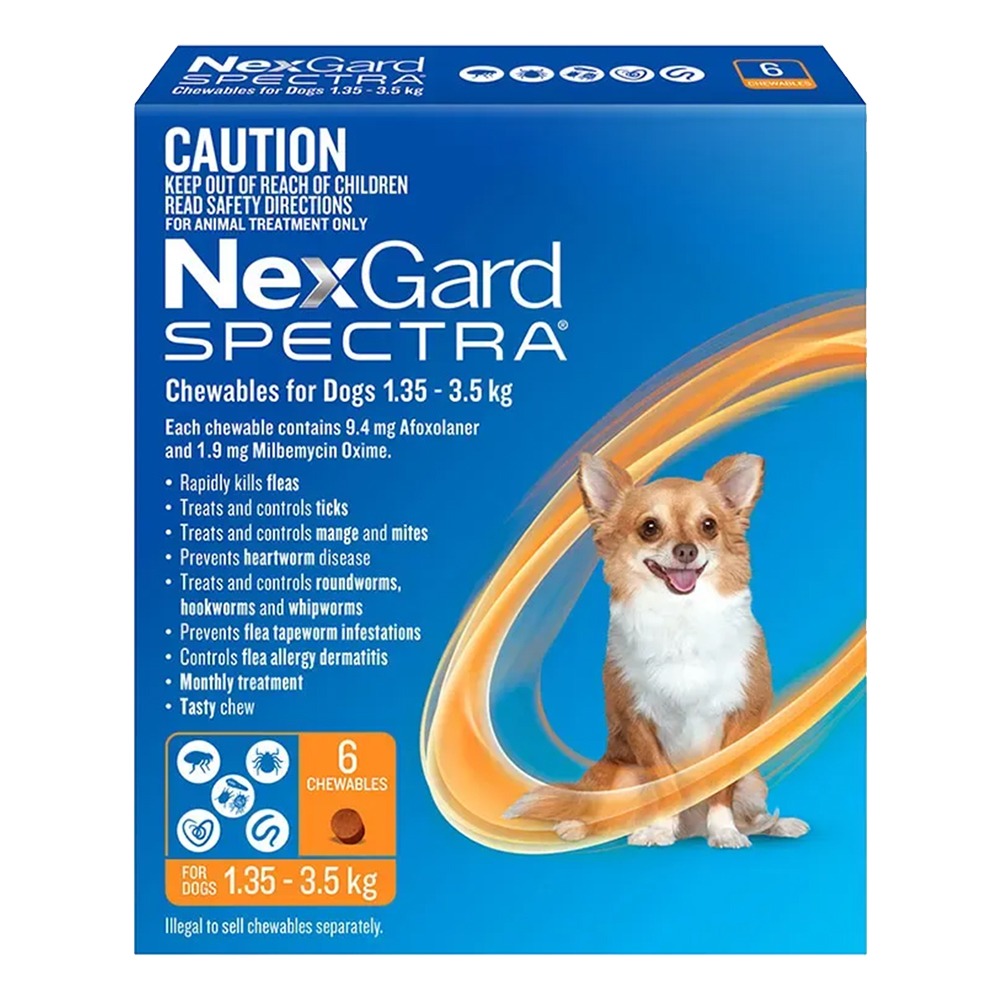 Nexgard Spectra Orange for Very Small Dogs (1.35-3.5kg)