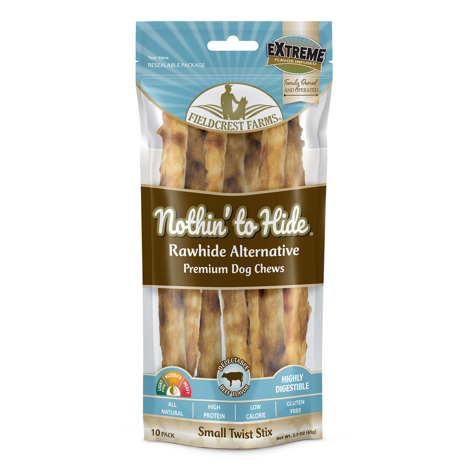 Nothin to Hide Small Twist Stix Beef 10 Sticks