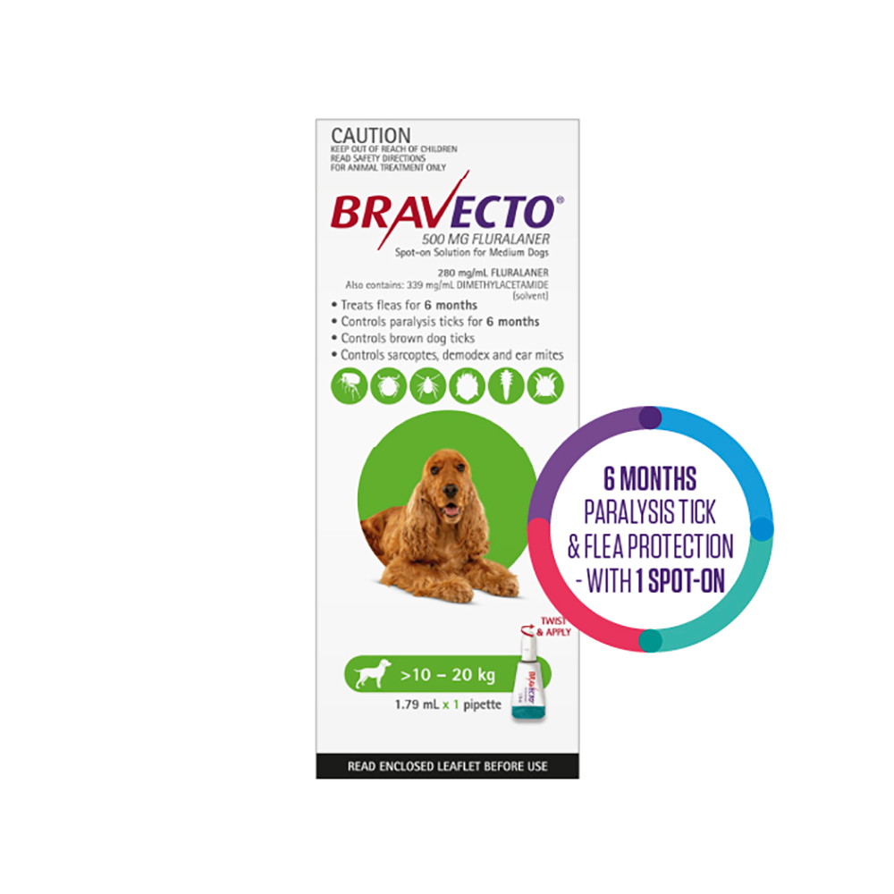 Bravecto Spot On for Medium Dogs Green (10 - 20 kg)