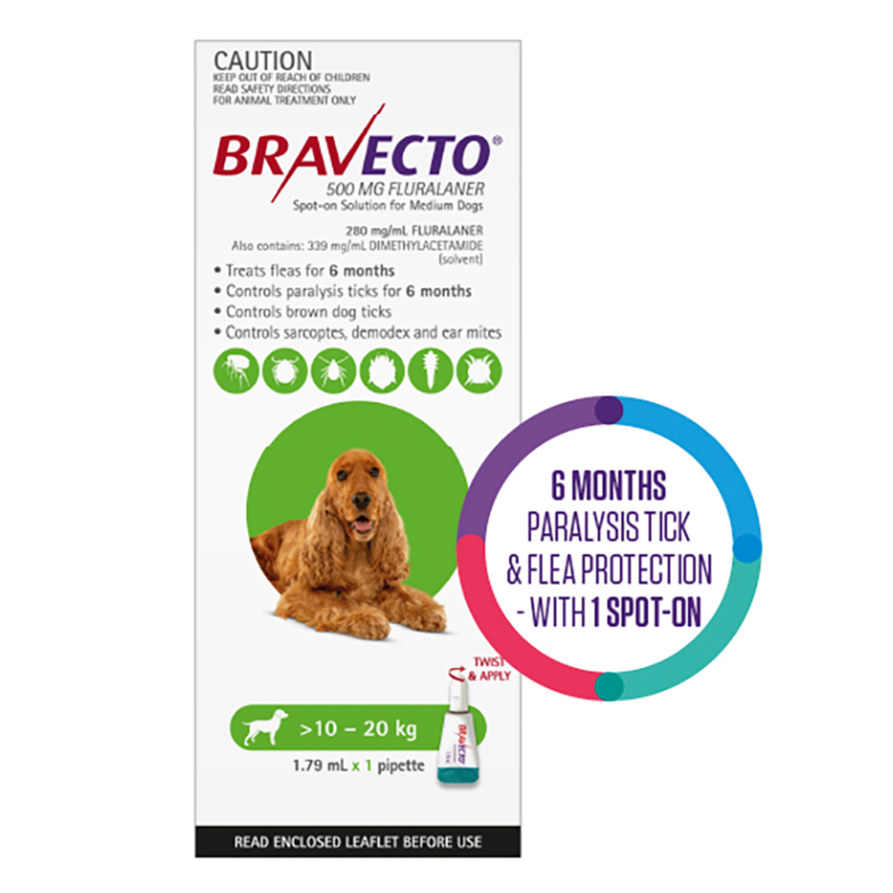 Bravecto Spot On for Medium Dogs Green (10 - 20 kg)