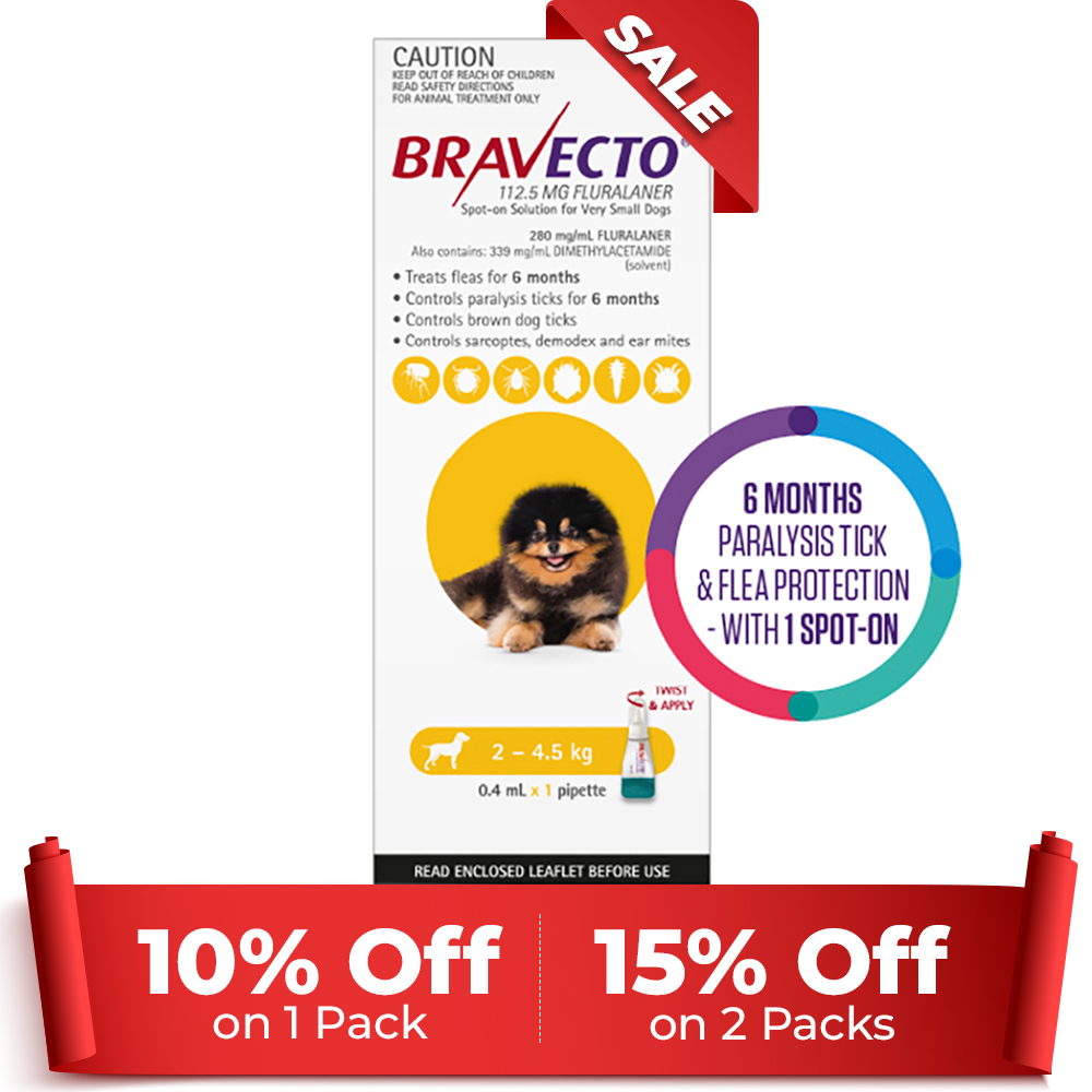 Bravecto Spot On for X-Small Dogs Yellow (2 - 4.5 kg)