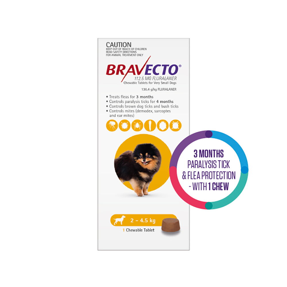 Bravecto For Toy Dogs 2-4.5Kg (Yellow)