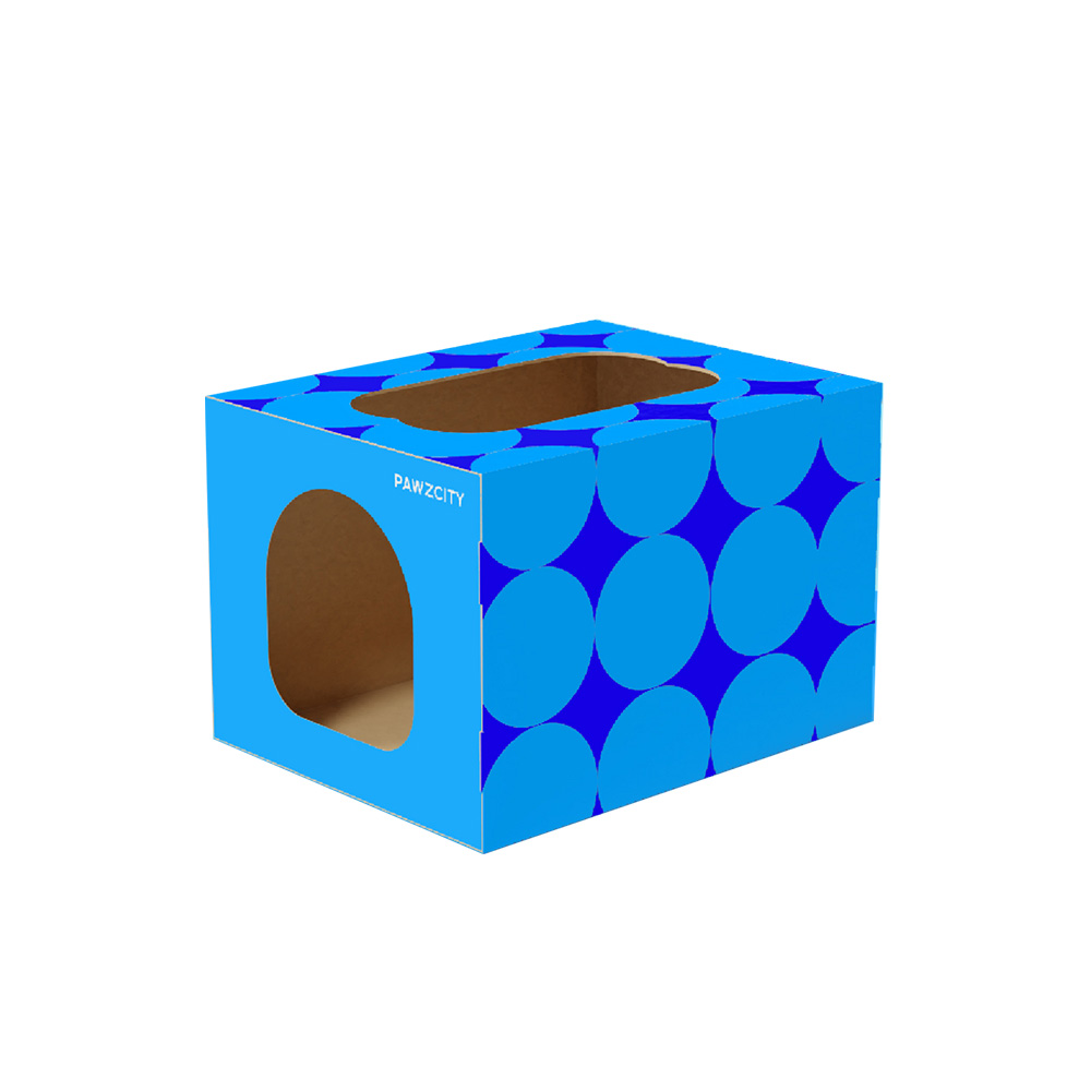 Pawzcity Cat Scratcher House Blue