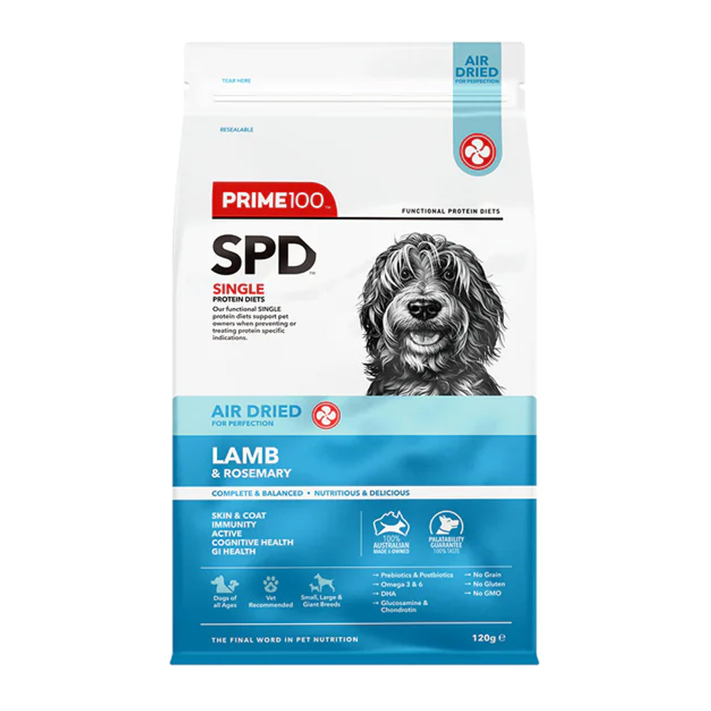 Prime100 SPD Single Protein Diets Air Dried Lamb & Rosemary All Life Stages Dry Food for Food Supplies