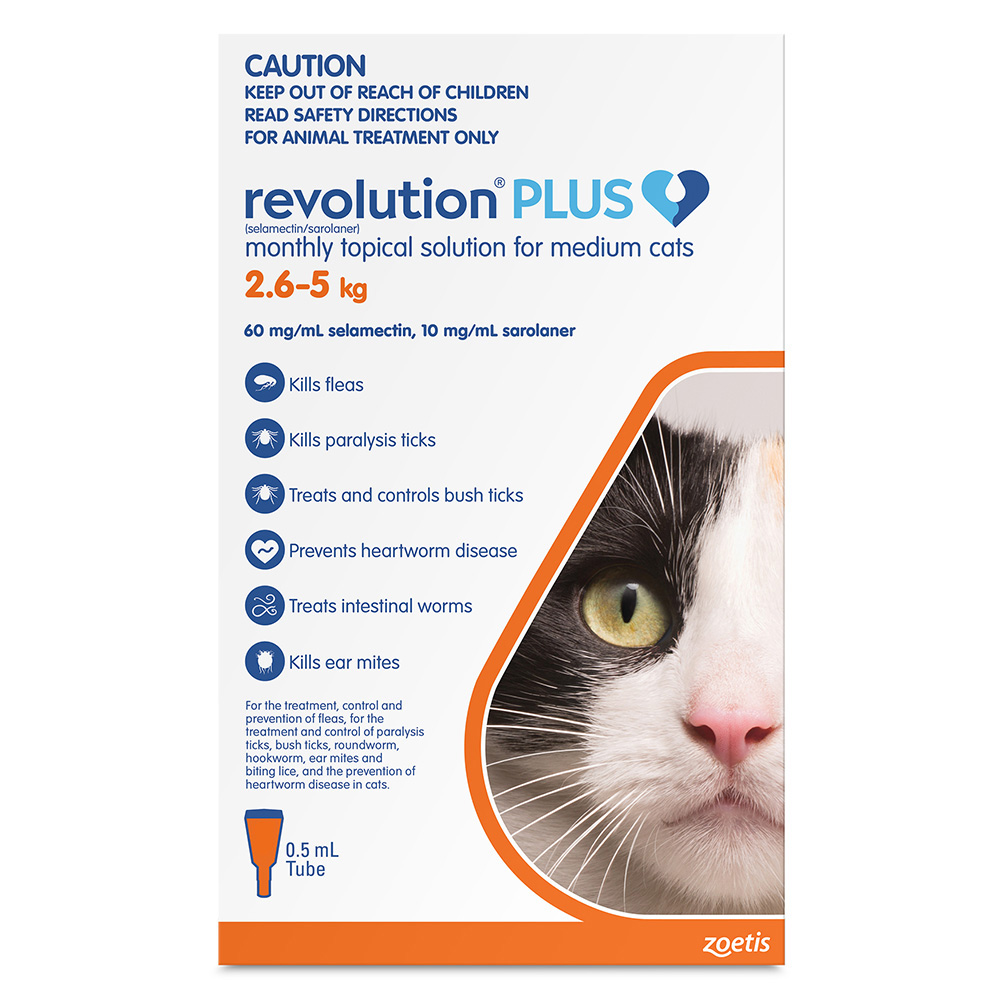 Revolution Plus for Medium Cats 2.5 - 5Kg (Orange)