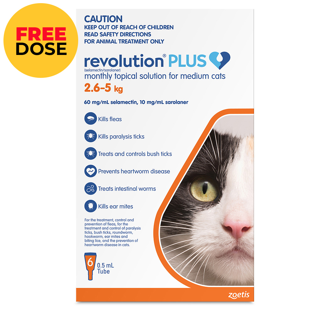 Revolution Plus for Medium Cats 2.5 - 5Kg (Orange)