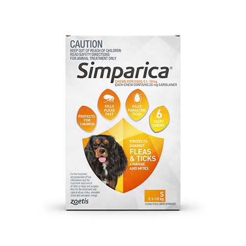 Simparica Chewables for Small Dogs 5.1-10KG (ORANGE)