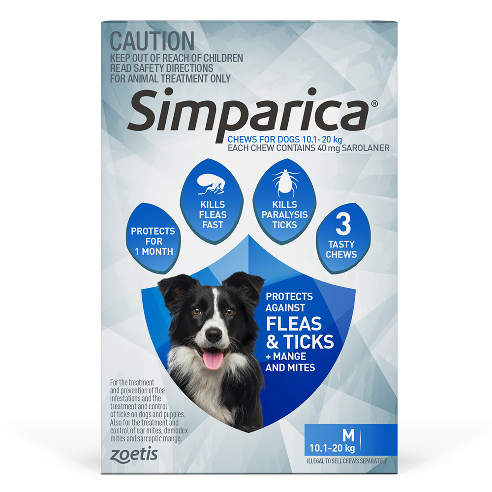 Simparica Chewables for Medium Dogs 10.1-20KG (BLUE)