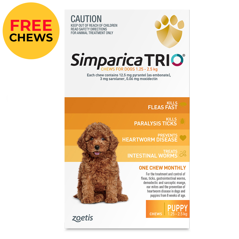 Simparica TRIO for Puppy 1.25-2.5kg (Yellow)