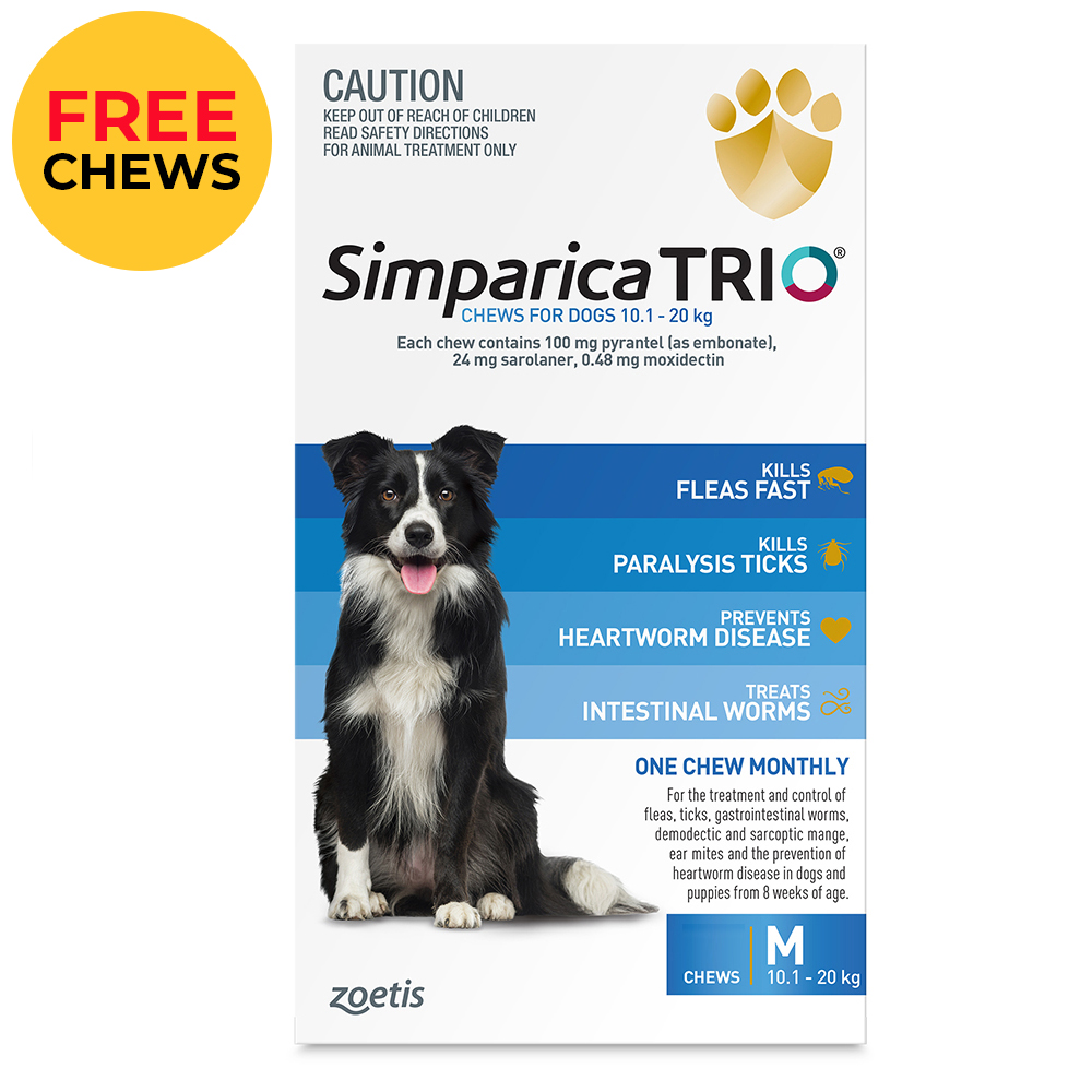 Simparica TRIO for Medium Dogs 10.1-20kg (Blue)