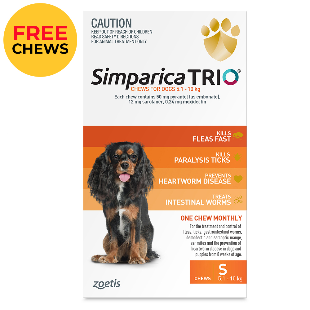 Simparica TRIO for Small Dogs 5.1-10kg (Orange)