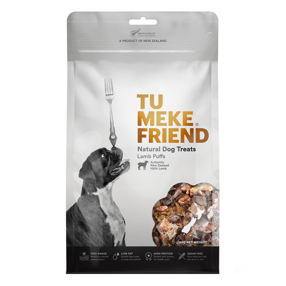 Tu Meke Friend Air-Dried Natural Dog Treats Lamb Puffs 80G for Dogs