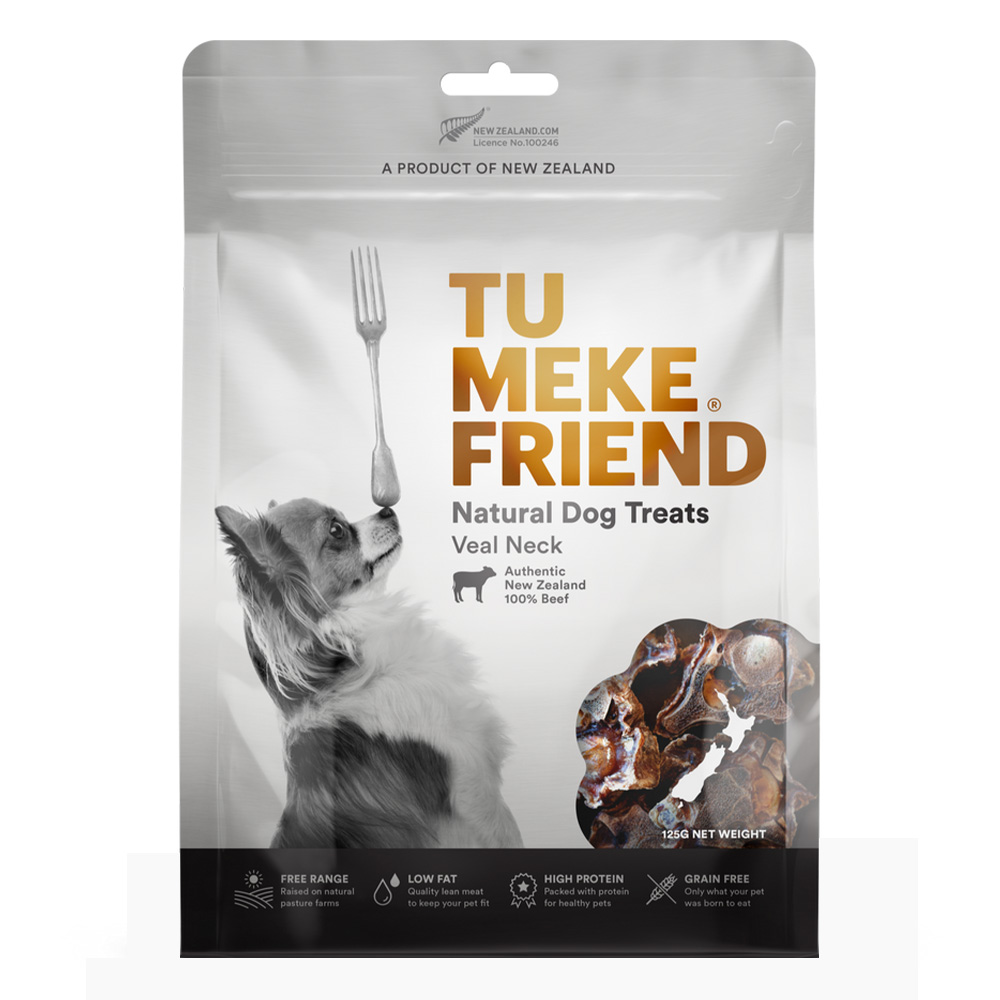 Tu Meke Friend Air-Dried Natural Dog Treats Veal Neck 125G for Dogs