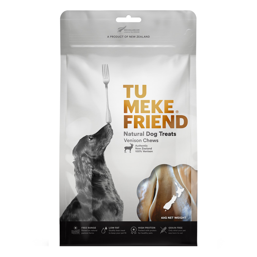 Tu Meke Friend Air-Dried Natural Dog Treats Venison Chews 60G for Dogs
