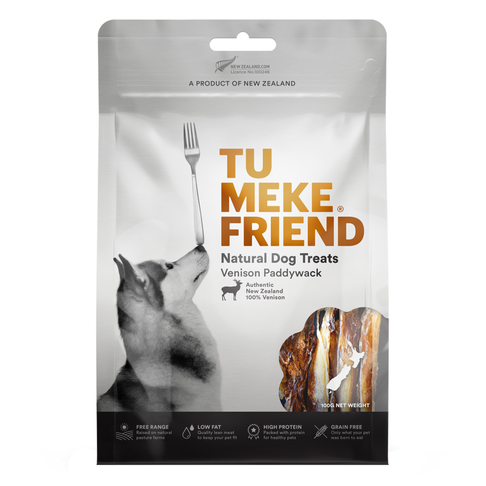 Tu Meke Friend Air-Dried Natural Dog Treats Venison Paddywack 100G for Dogs