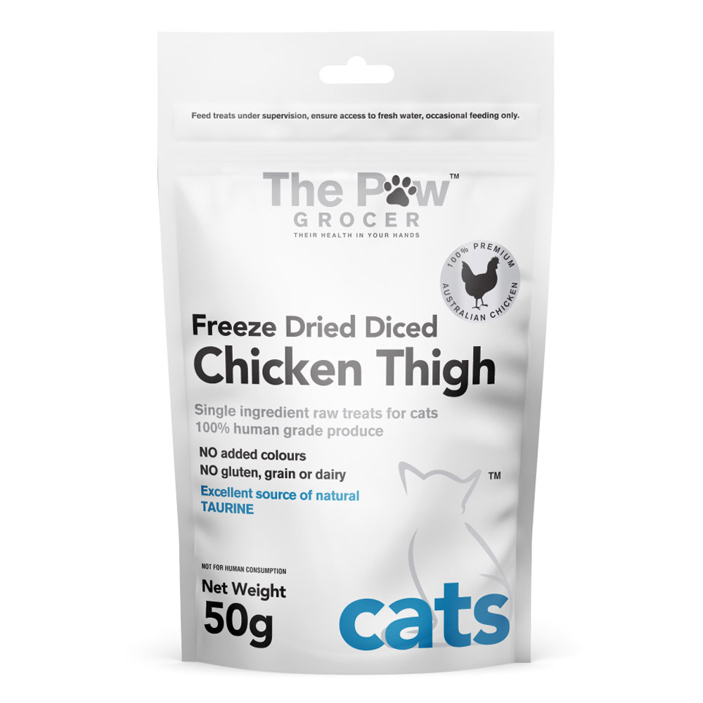 The Paw Grocer Freeze Dried Diced Chicken Thigh Cat Treats for Cats