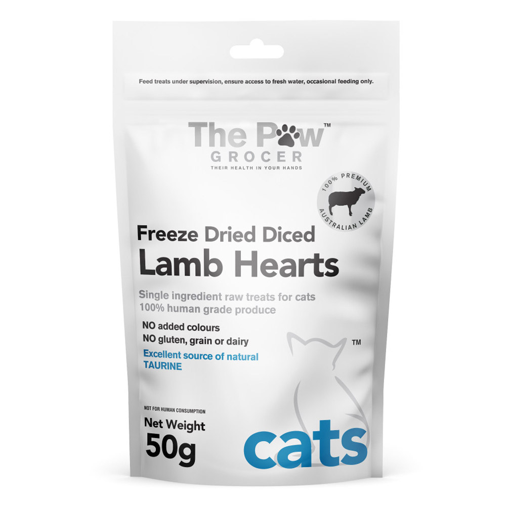 The Paw Grocer Freeze Dried Diced Lamb Hearts Cat Treats for Cats