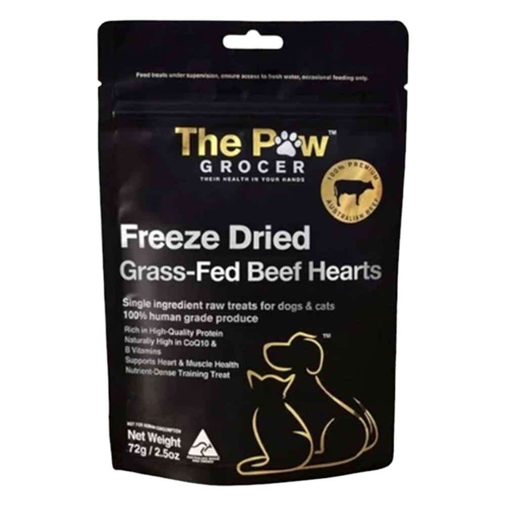 The Paw Grocer Freeze Dried Grass-Fed Beef Hearts Dog Treats for Dogs Supplies