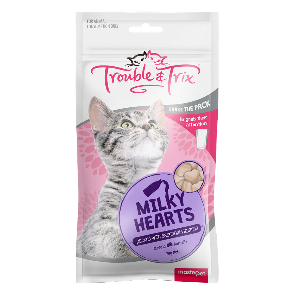 Trouble & Trix Milky Heart Cat Treats for Cats