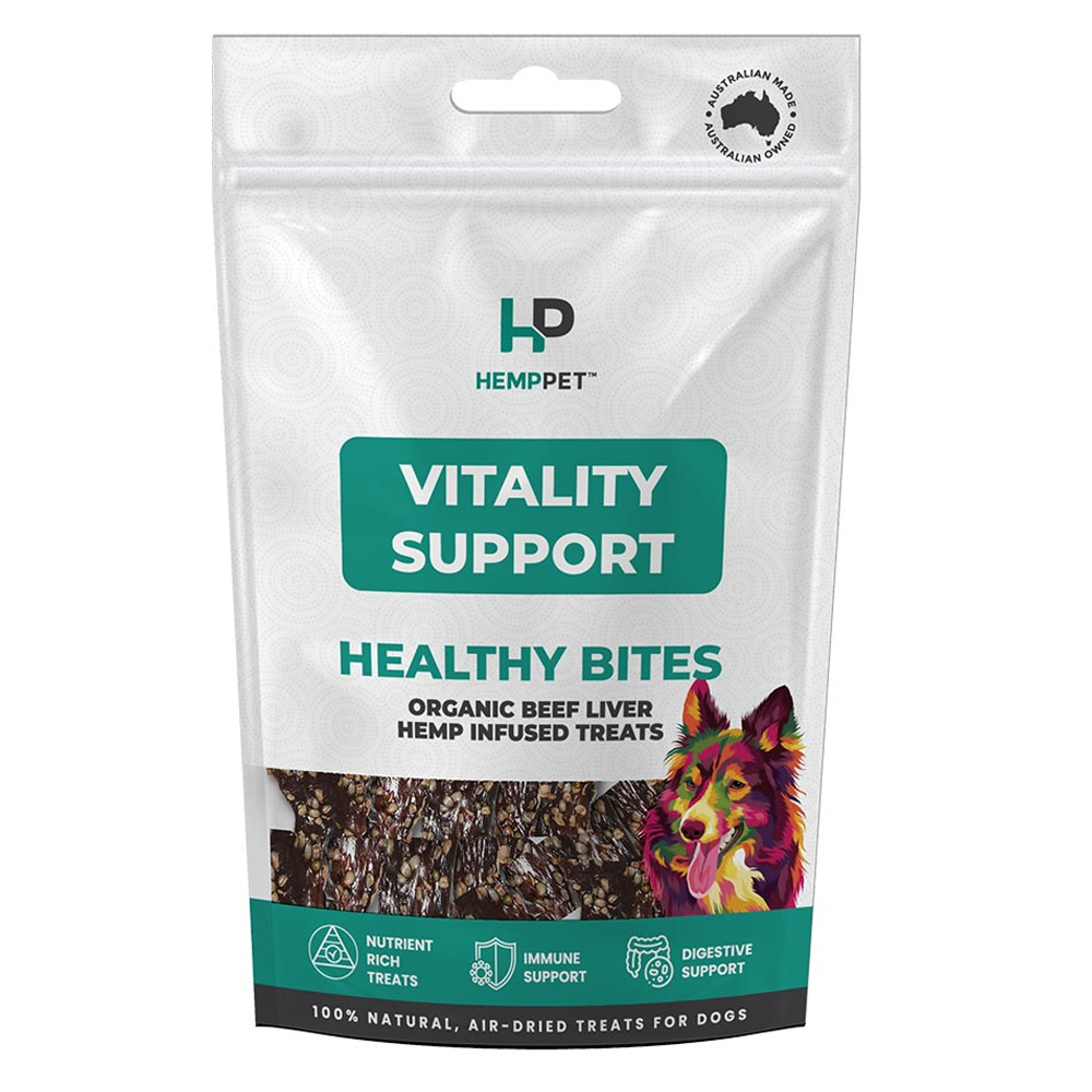 HempPet Vitality Support Healthy Bites Organic Beef Liver Hemp Infused Treats for Dogs for Dogs
