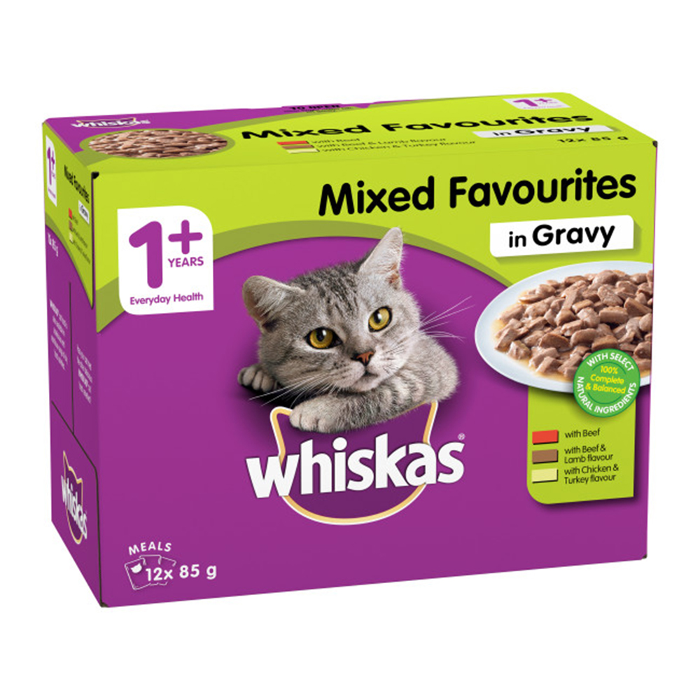 Whiskas Adult 1+ Years Mixed Favourites in Gravy Wet Cat Food for Food