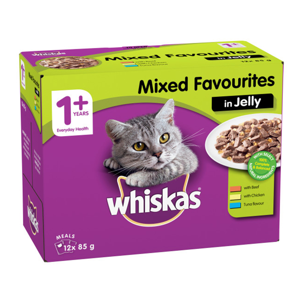 Whiskas Adult 1+ Years Mixed Favourites in Jelly Wet Cat Food for Food