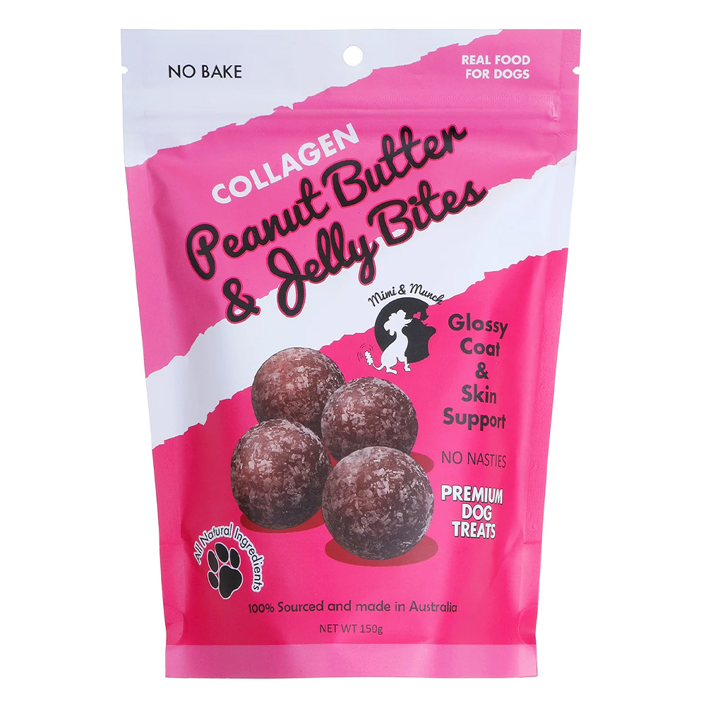 Mimi & Munch Collagen Peanut Butter & Jelly Bites Natural Dog Treats for Dogs