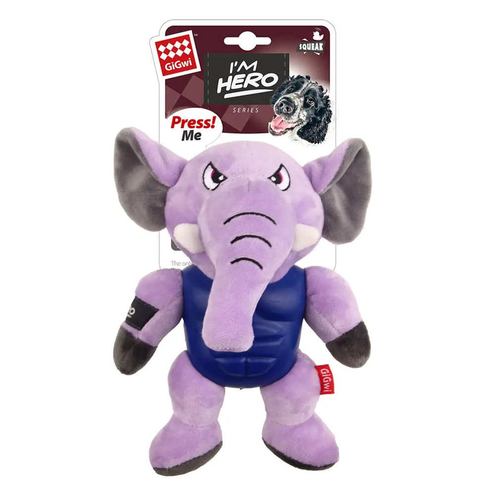 GiGwi IM Hero Plush Squeaker Toy for Dogs - Elephant