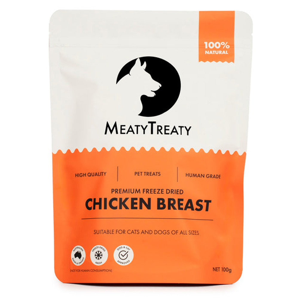 MeatyTreaty Premium Freeze Dried Chicken Breast for Cats and Dogs for Dogs