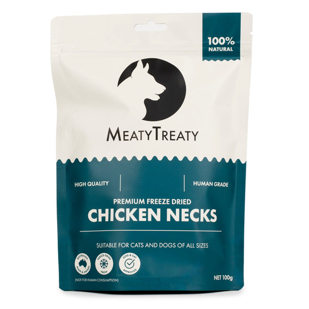 MeatyTreaty Premium Freeze Dried Chicken Necks for Cats and Dogs for Dogs