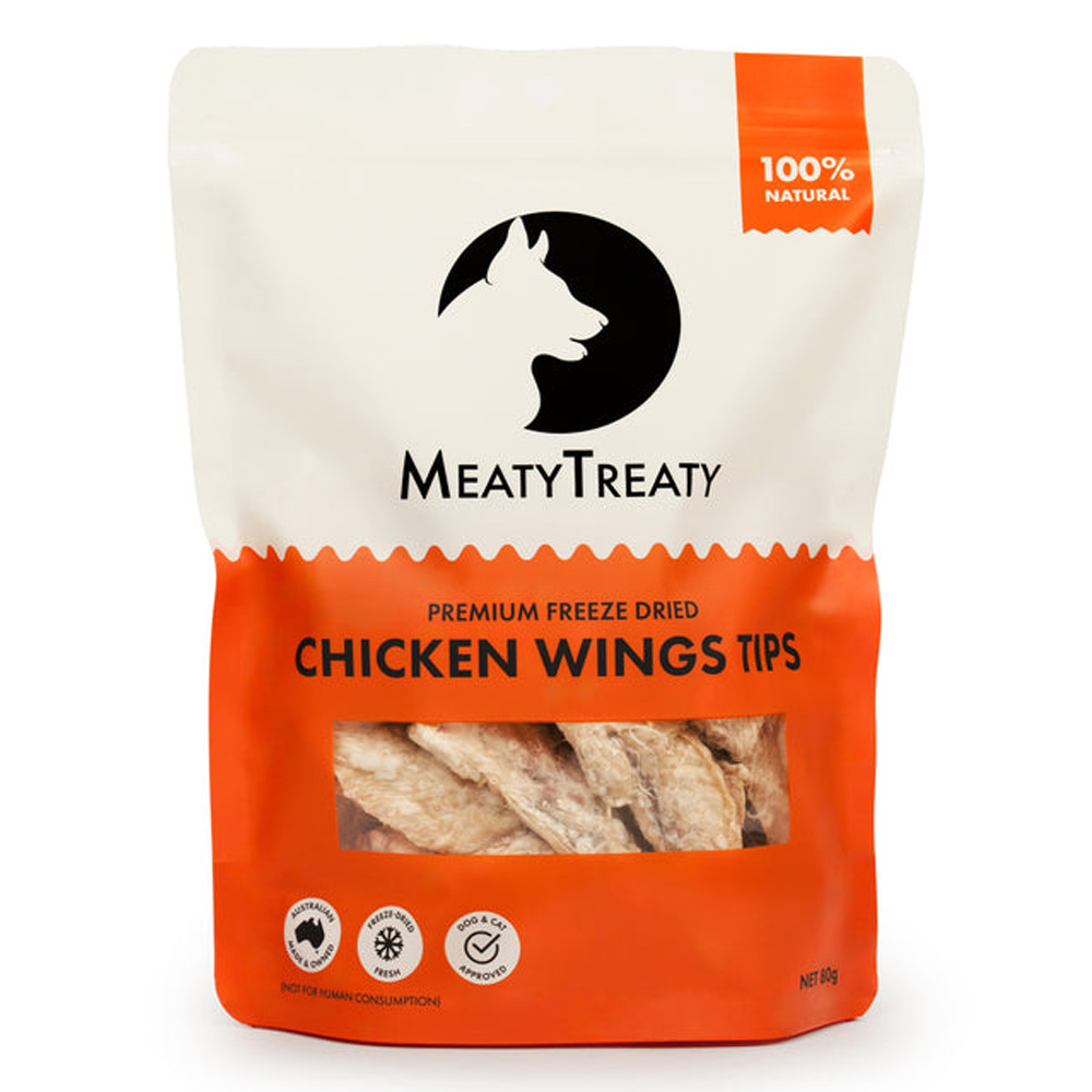 MeatyTreaty Premium Freeze Dried Chicken Wings Tips for Dogs for Dogs