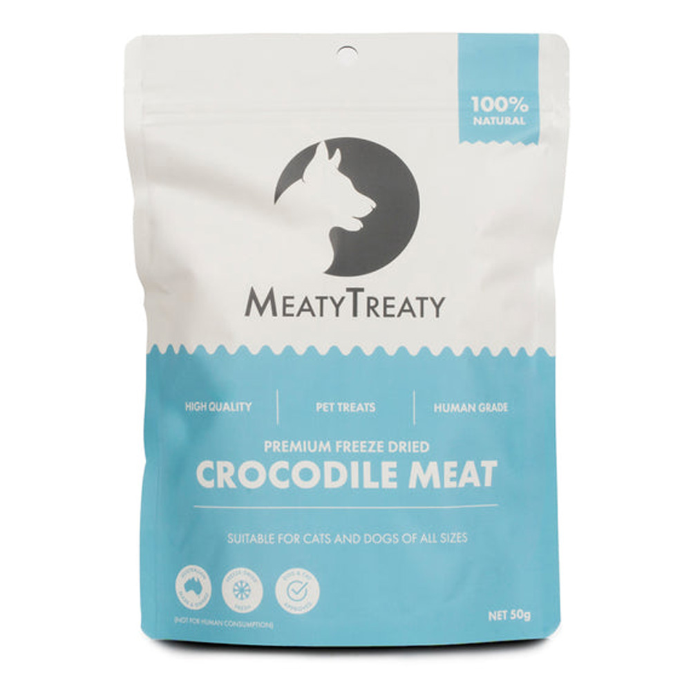 MeatyTreaty Premium Freeze Dried Crocodile Meat for Cats and Dogs for Dogs