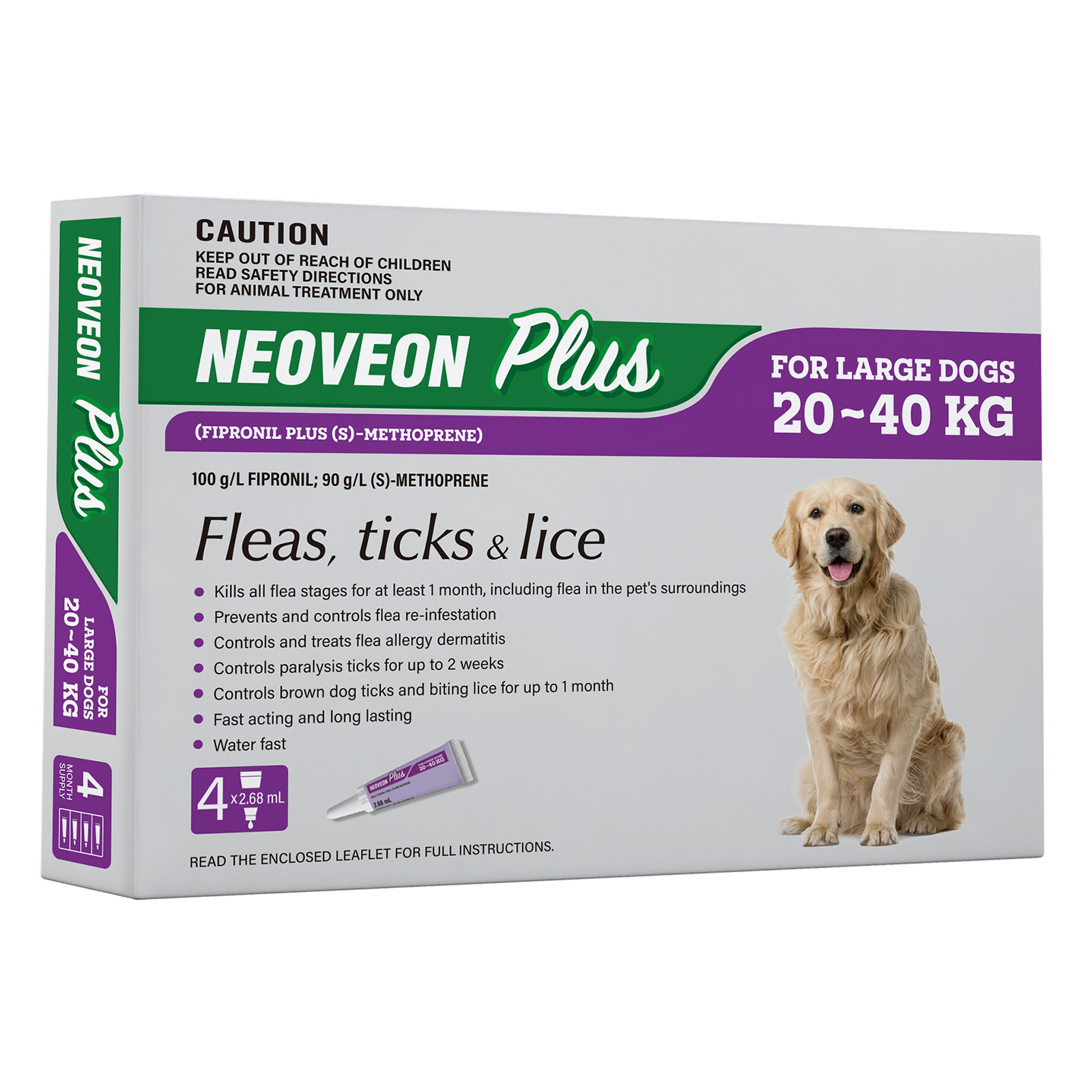 Neoveon Plus Flea and Tick for Large Dogs 20 to 40kg Purple