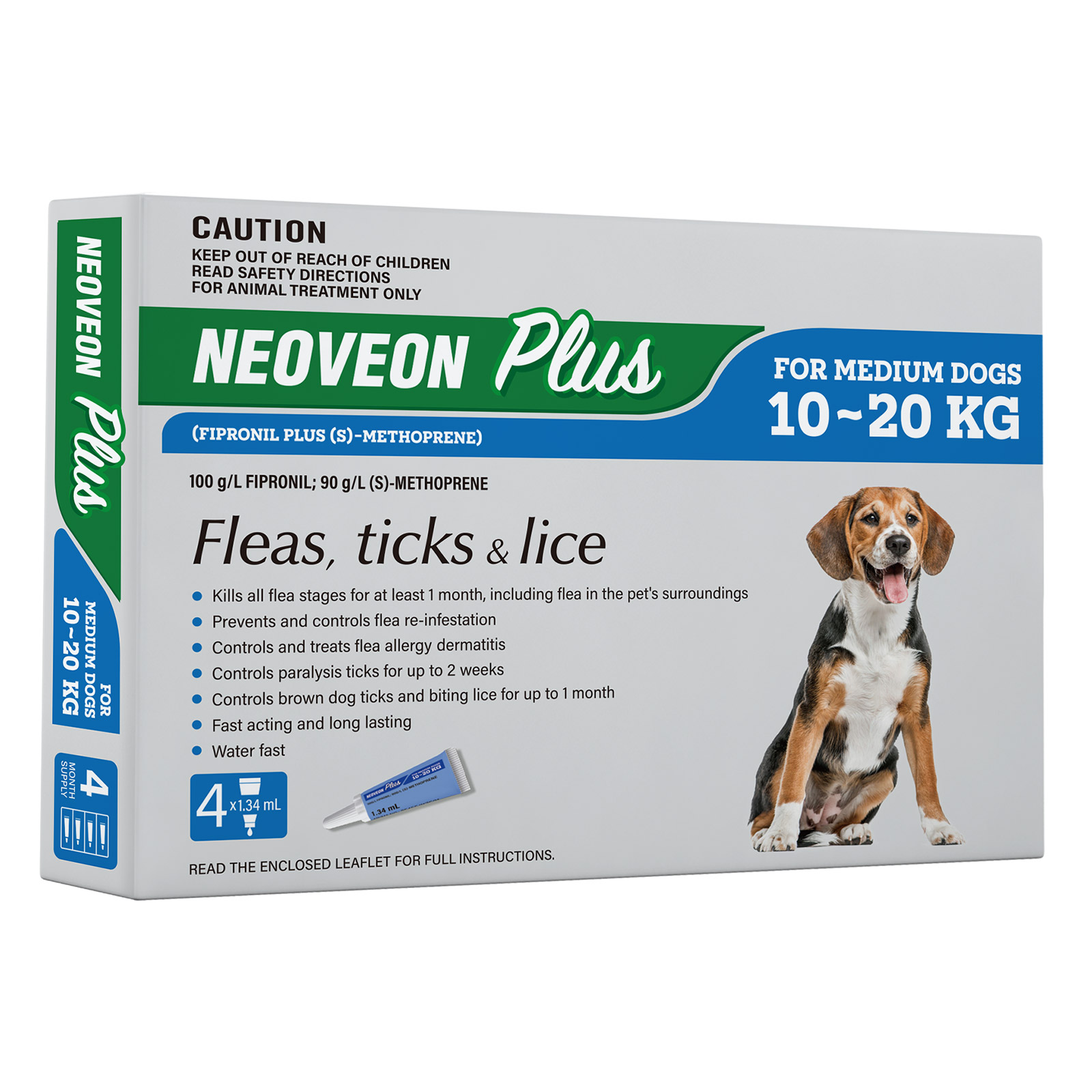 Neoveon Plus Flea and Tick for Medium Dogs 10 to 20kg Blue