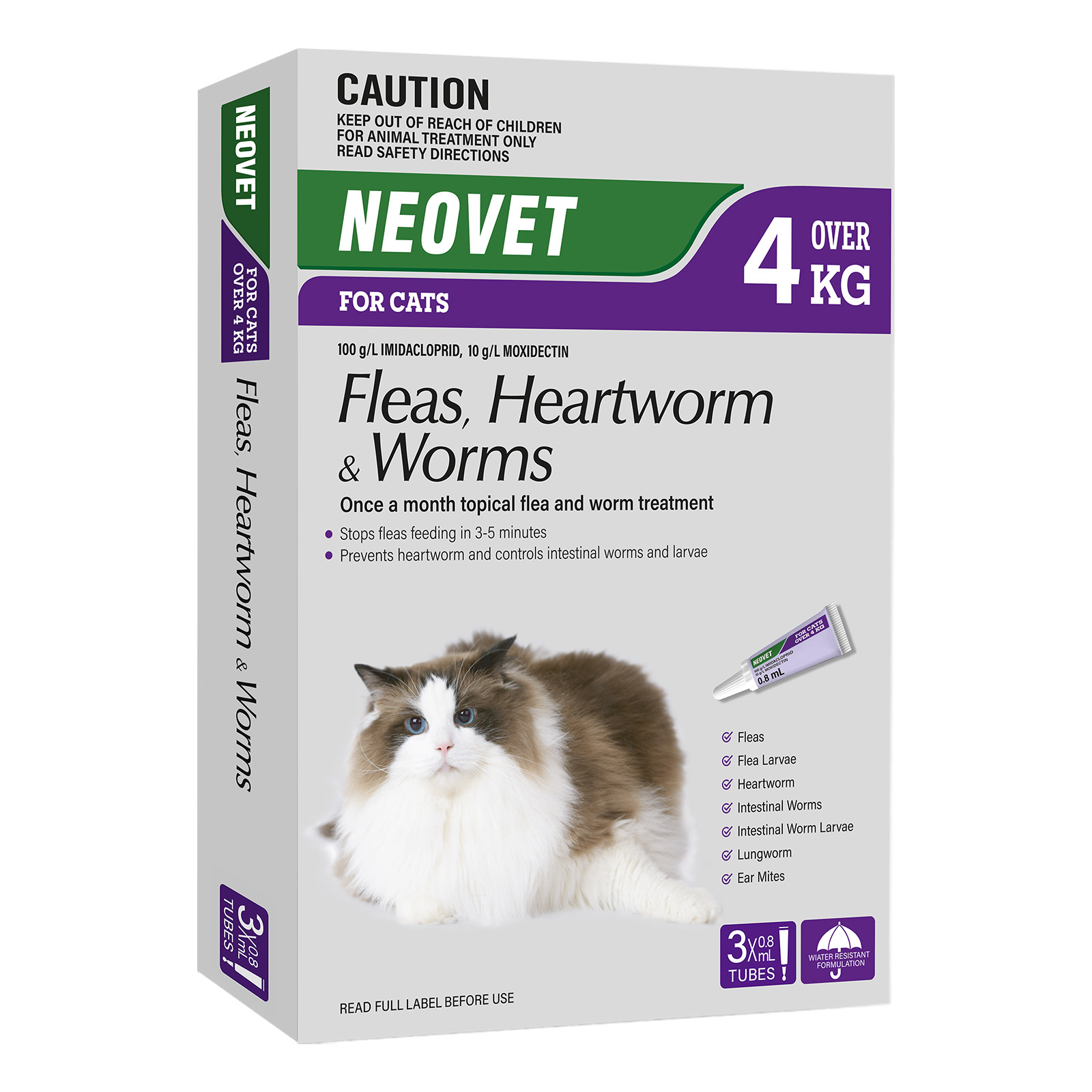 Neovet Flea and Worming for Cats Over 4kg Purple