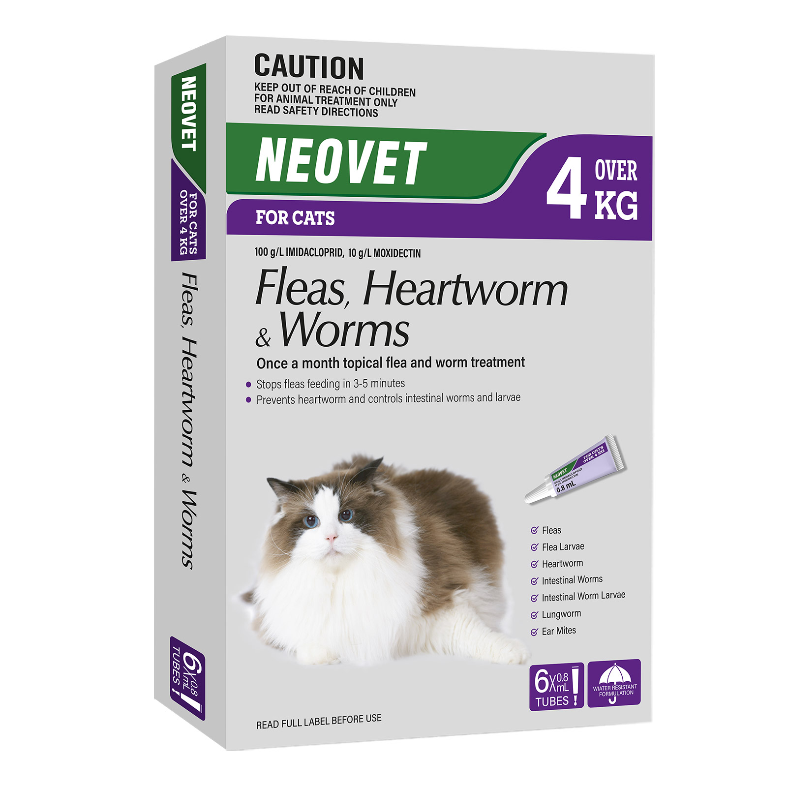 Neovet Flea and Worming for Cats Over 4kg Purple