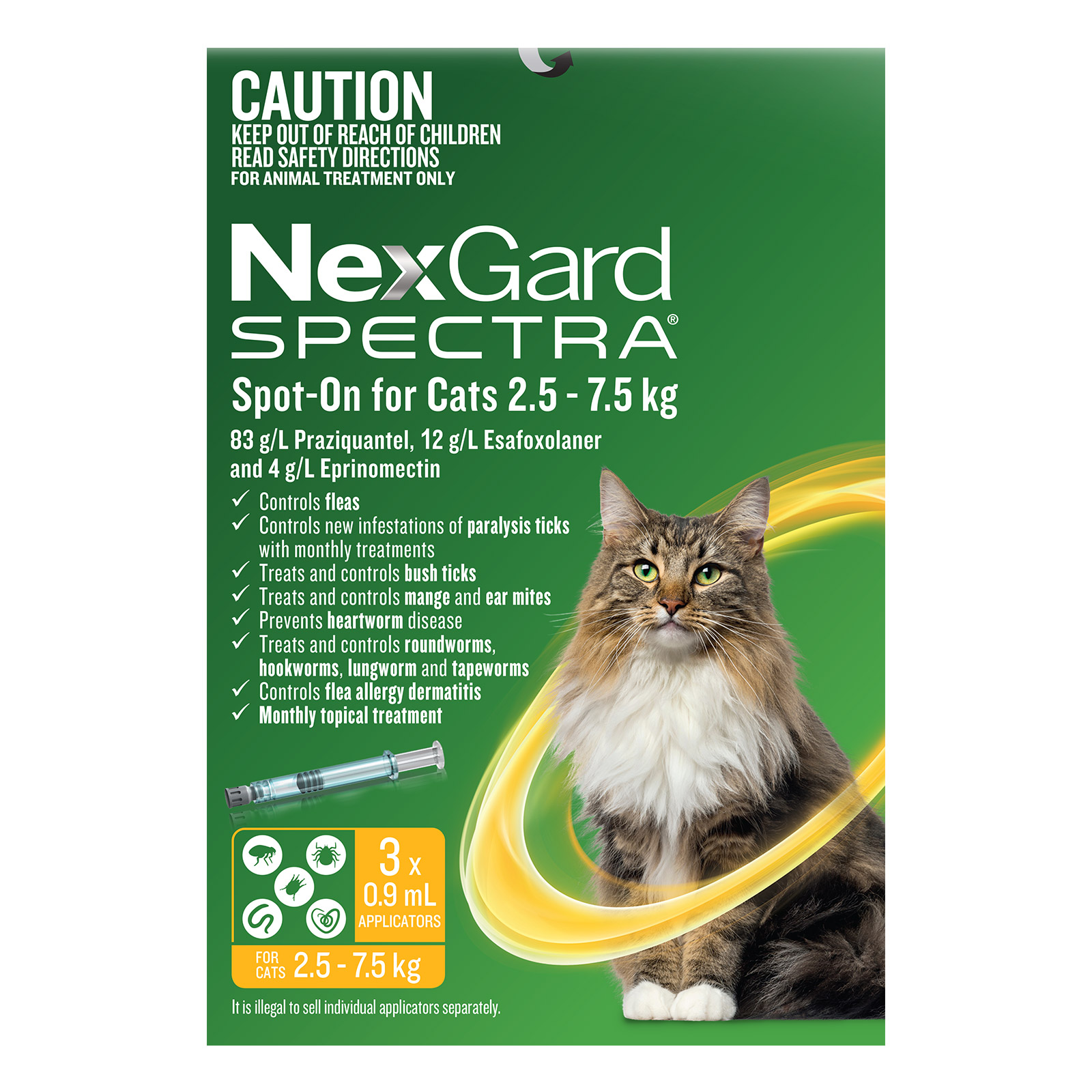 Nexgard Spectra Spot-on for Large Cats 2.5 to 7.5kg