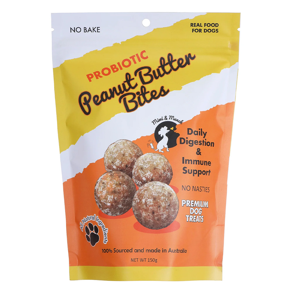 Mimi & Munch Probiotic Peanut Butter Bites Natural Dog Treats for Dogs