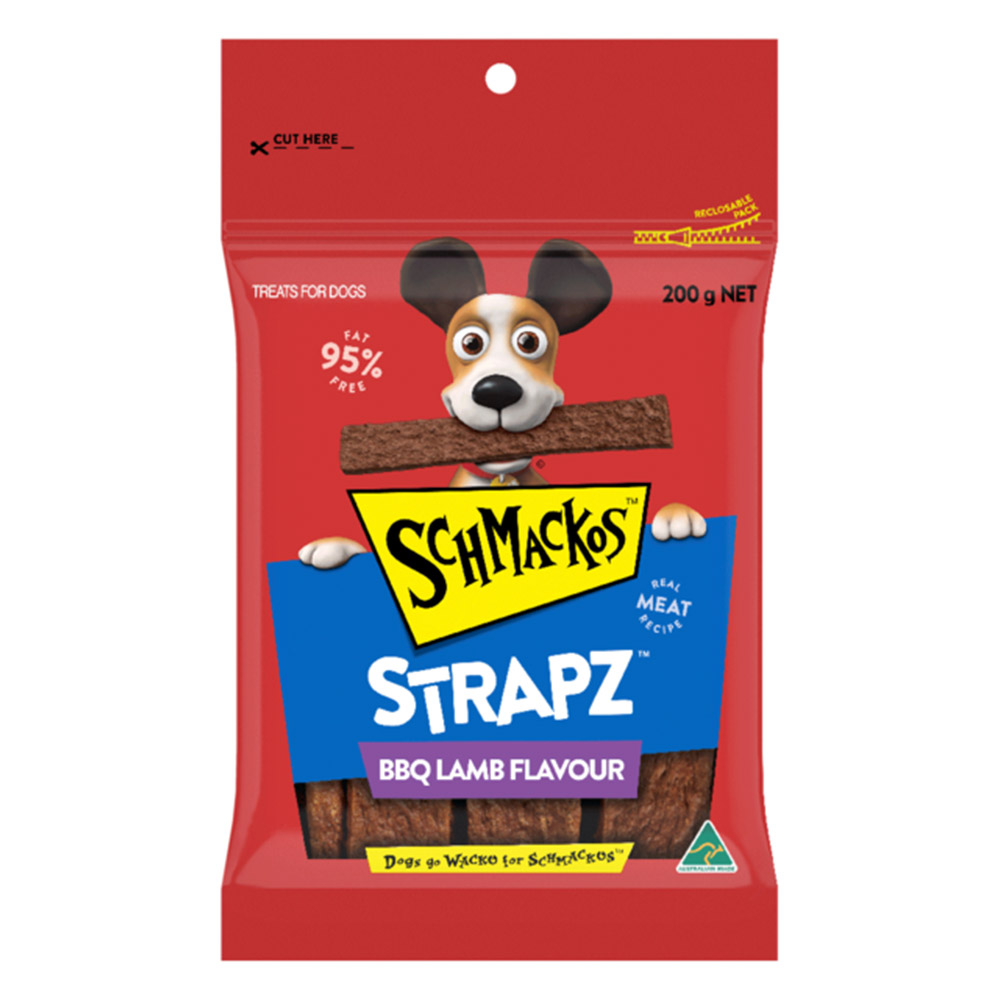 Schmackos Strapz BBQ Lamb Flavour Real Meat Recipe Dog Treats for Dogs