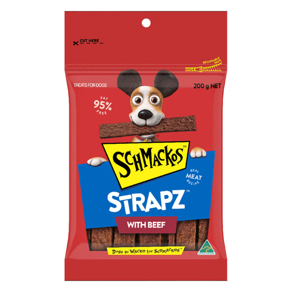 Schmackos Strapz with Beef Real Meat Recipe Dog Treats for Dogs