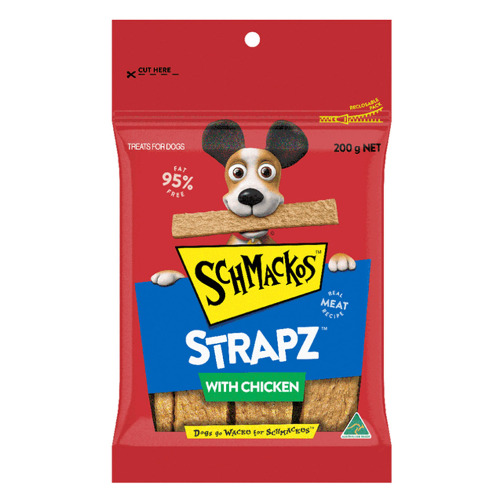 Schmackos Strapz with Chicken Real Meat Recipe Dog Treats for Dogs