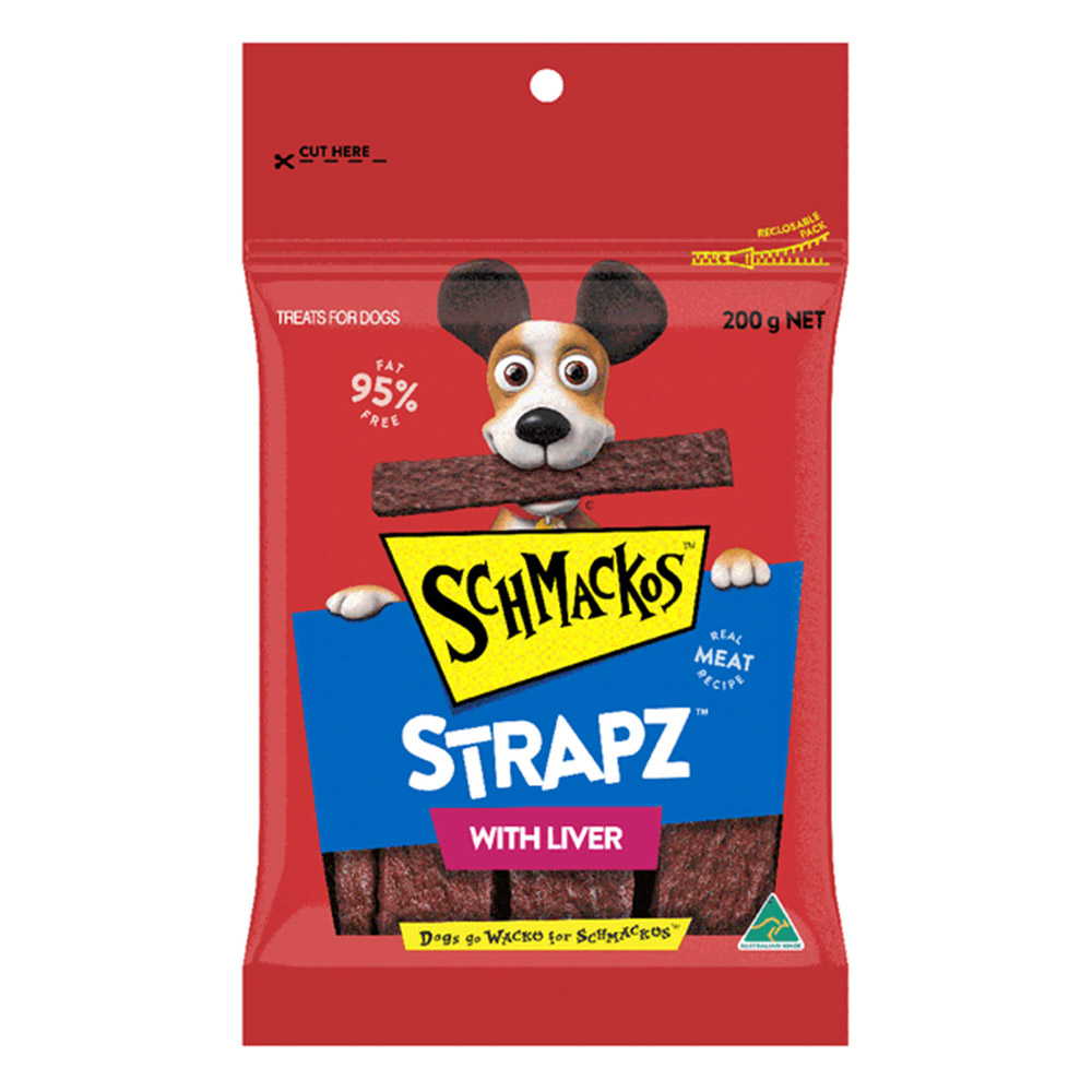Schmackos Strapz with Liver Real Meat Recipe Dog Treats for Dogs