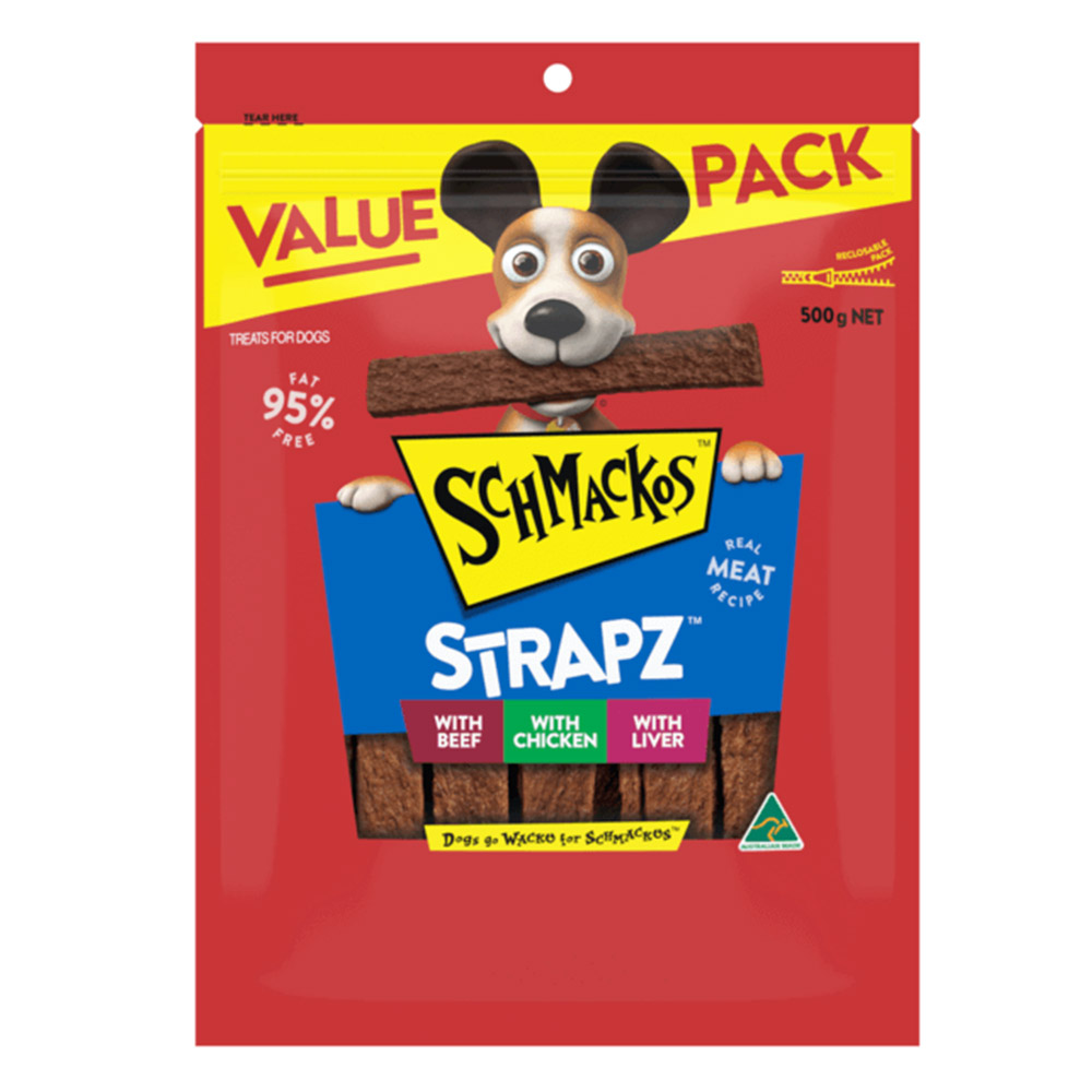 Schmackos Strapz Variety Pack with Beef, Chicken and Liver Dog Treats for Dogs
