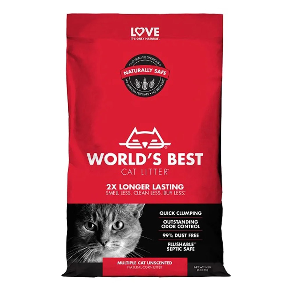 World's Best Multiple Cat Unscented Natural Corn Cat Litter for Cats